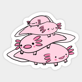 Cute axolotls pile Sticker